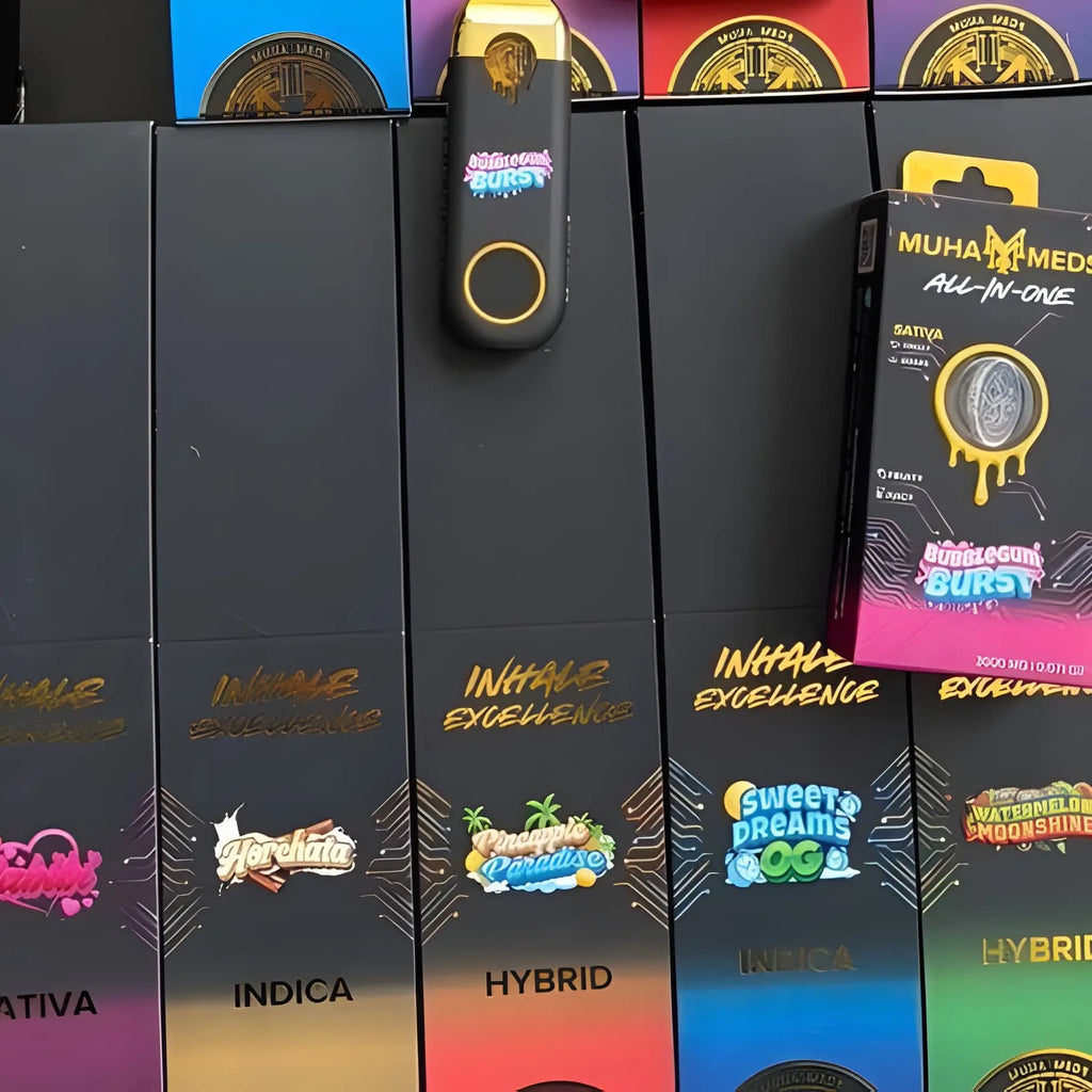 HELCAT MUHA MEDS product image showing packaging with cannabis-infused edibles and branding details.
